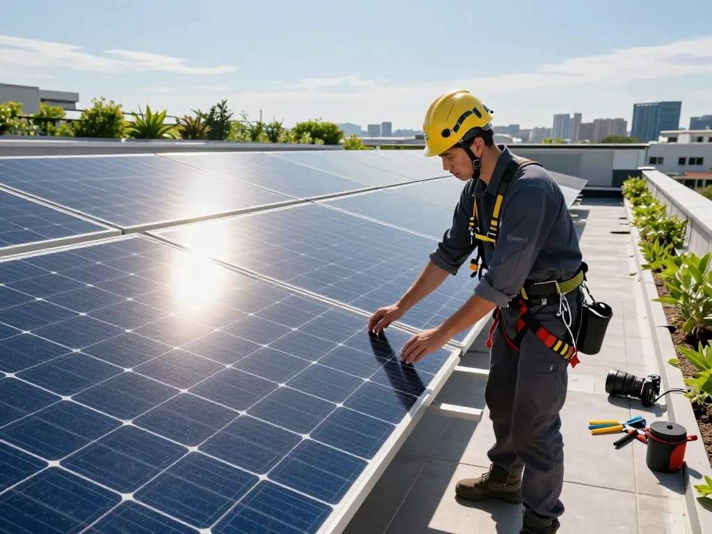 Inspecting high-efficiency PV modules demonstrating degradación LID y LeTID en módulos PV for sustainable energy solutions.
