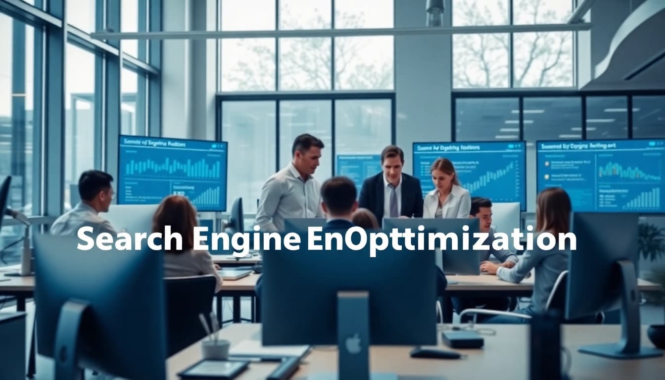 Engaged team analyzing Search Engine Optimization Clearwater strategies in a modern office setting.