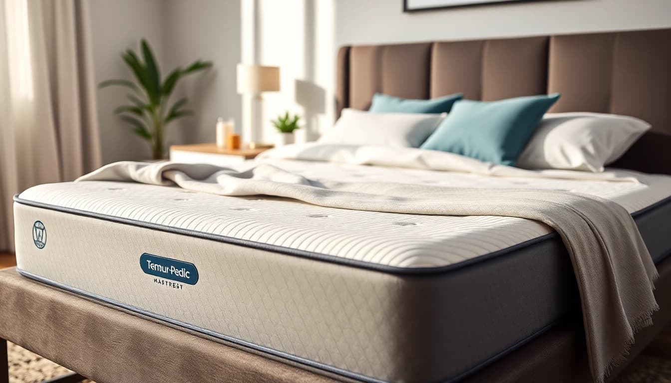 Experience the comfort of a Tempur-Pedic Adapt mattress in a serene bedroom setting.
