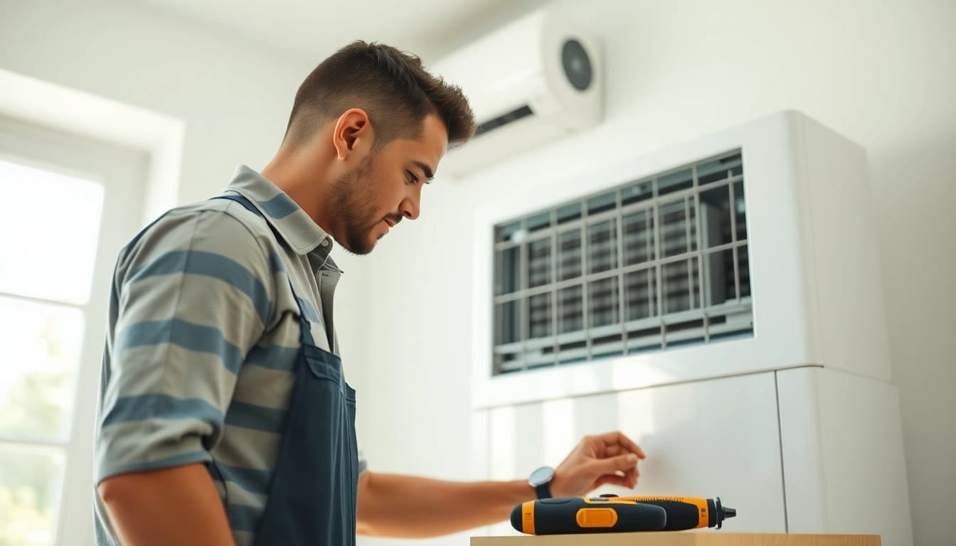 Expert air conditioning repair technician providing Air Conditioning Repair Tampa services at a residential site.