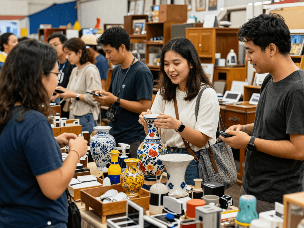 Explore valuable second-hand goods with ease during rokok88 login at a vibrant market.