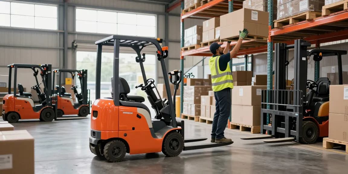 Electric manual pallet truck for sale being used in a bustling warehouse, showcasing efficiency and modern material handling.