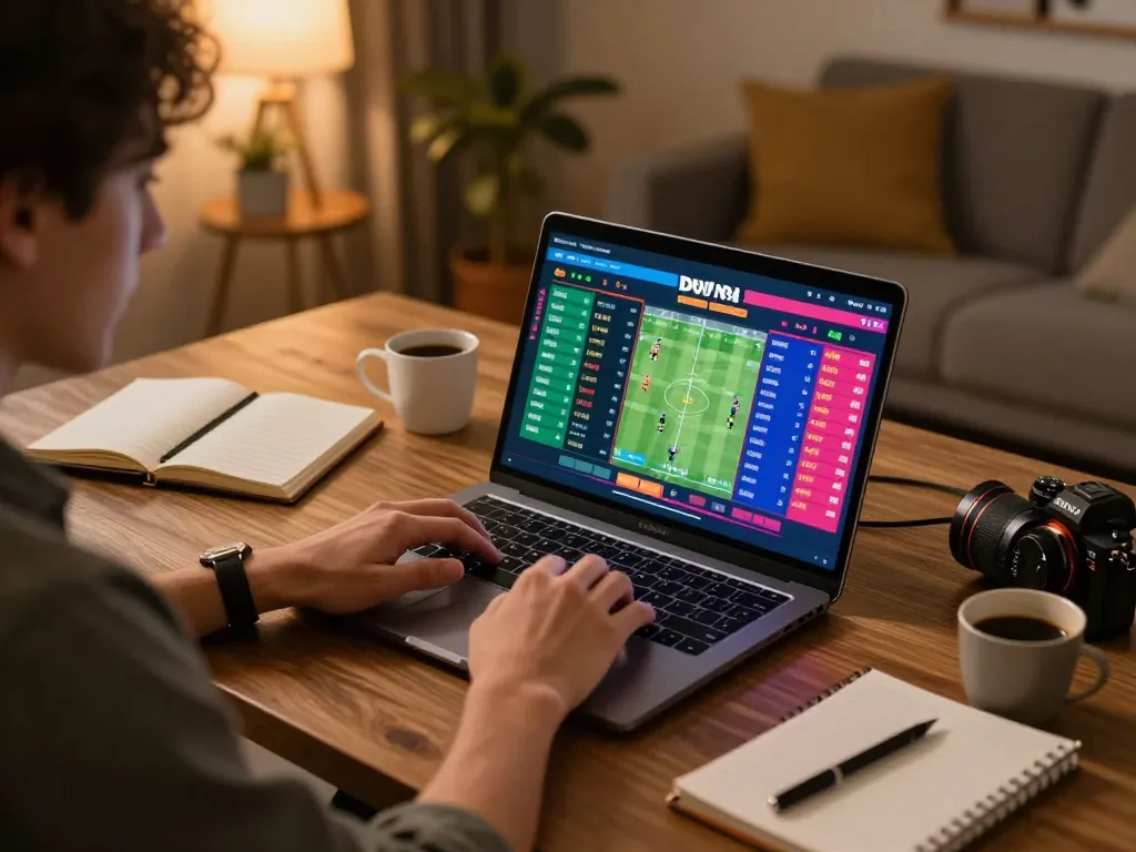 Engaging in keo nha cai 5 sports betting, focusing on odds and strategy in a modern setup.