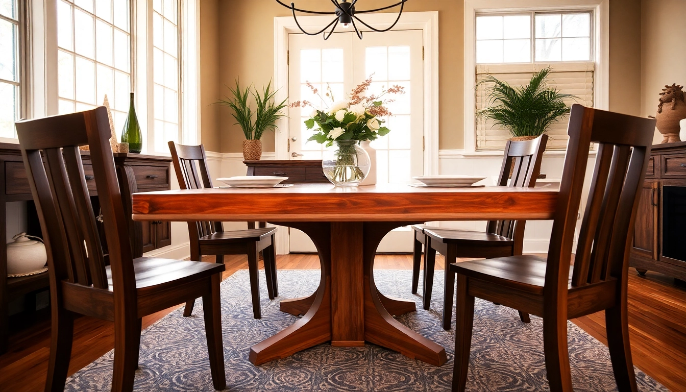 Elegant dining room featuring Grand Rapids Michigan furniture, showcasing a custom hardwood dining table and chairs.