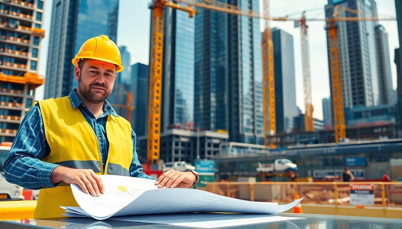 New York City Construction Manager analyzing plans amid active construction in NYC.
