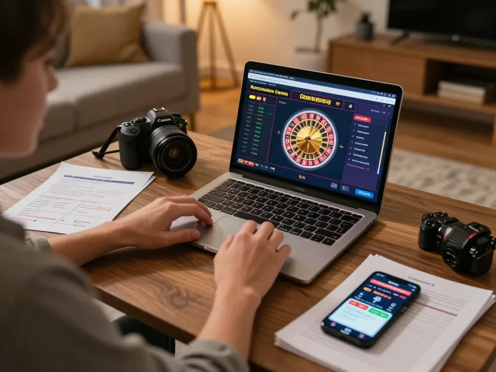 Engaging scene of online gambling with FC88 on screen, showcasing intense gaming strategy.
