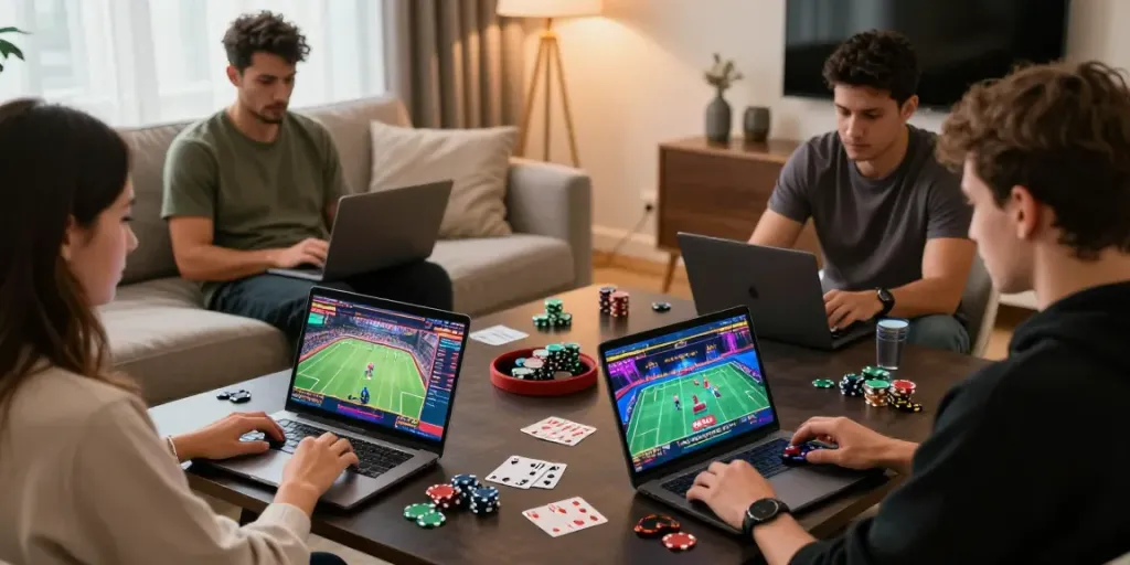 Engaging players using m88.com login alternatif for online gambling in a cozy setting.