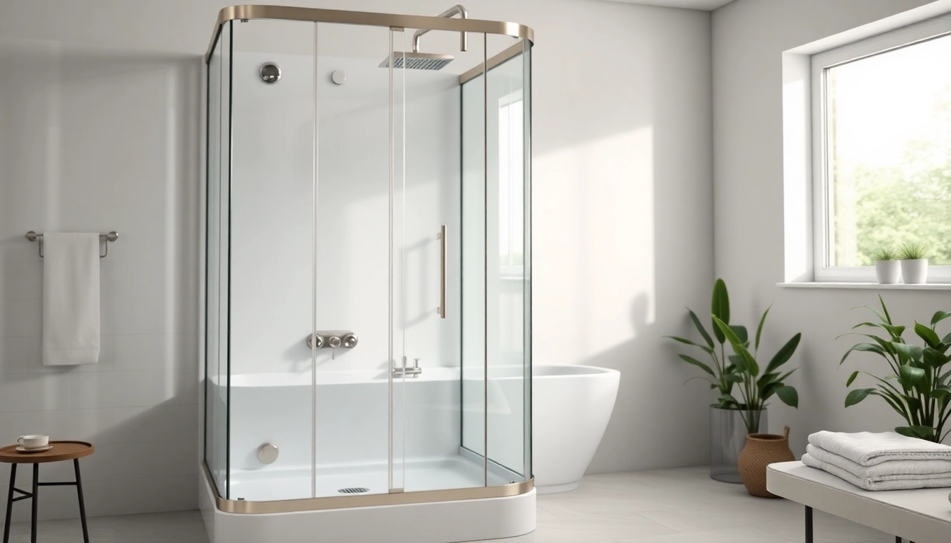 Erleben Sie die sonni Duschkabine in einem stilvollen Badezimmer mit minimalistischen Designelementen.