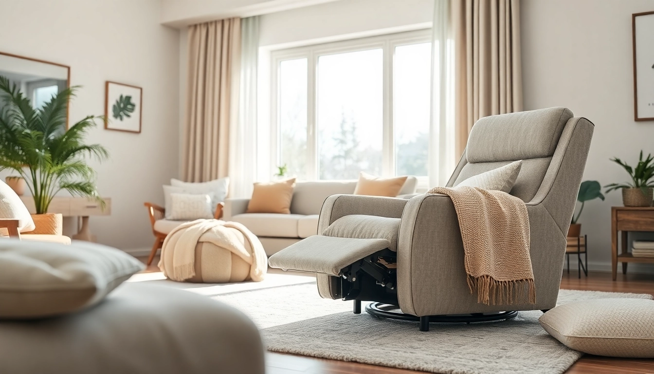 Relaxing in a sleep recliner chair with plush fabric in a cozy living room.