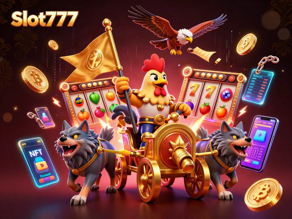 Menggenggam peluang di Slot777 dengan simbol slot penuh warna dan karakter dinamis dalam ilustrasi menawan.