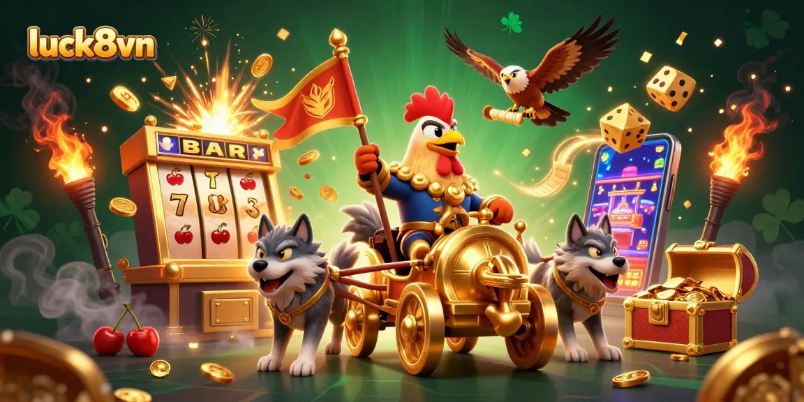 Experience thrilling gameplay with luck8vn in this vibrant casino adventure illustration.