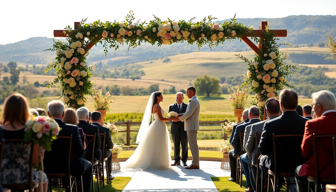 Capture a beautiful wedding scene in Clarksburg, CA weddings with a couple exchanging vows in a lush outdoor setting.