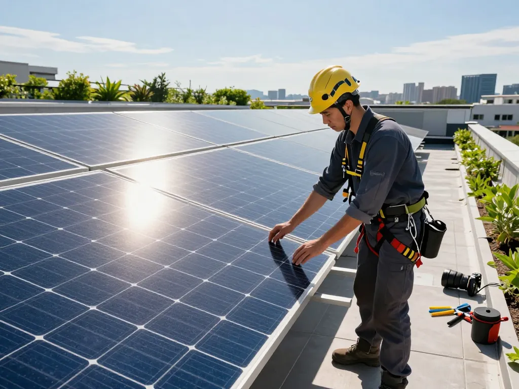 Inspecting high-efficiency PV modules demonstrating degradación LID y LeTID en módulos PV for sustainable energy solutions.