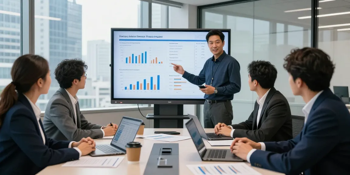 Business advisors discussing the venture capital project finance program in a modern office setting, showcasing collaboration and strategy.