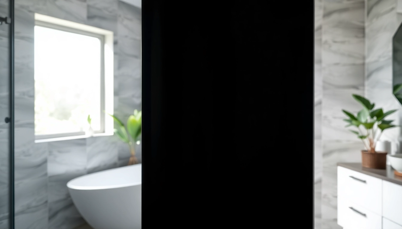 Enhance your bathroom with a chic black shower door, showcasing its elegant and modern design.