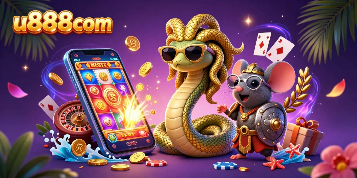 Experience thrilling games at u888com with exciting casino characters and vibrant slot elements.