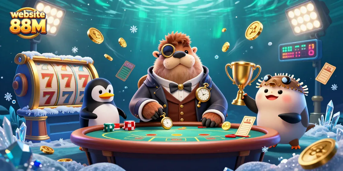 Engage with the exciting gameplay experience at website 88M featuring a vibrant underwater casino scene with characters.