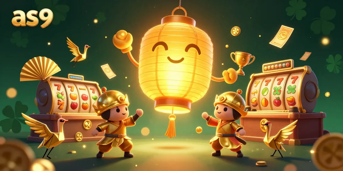 Experience ultimate gaming action with AS9, showcasing a vibrant casino scene featuring a glowing lantern spirit.
