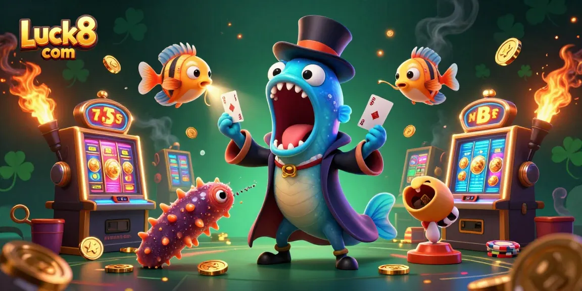 Experience thrilling games at Luck8 com with vibrant casino elements and magical characters.
